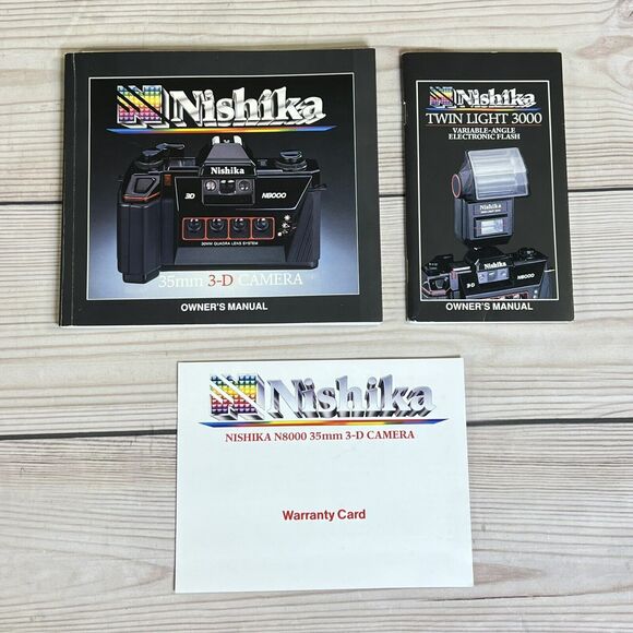 Nishika N8000 3-D 35mm Camera w/Twin Light 3000 Owner’ Manuals & Warranty Card - Picture 8 of 8